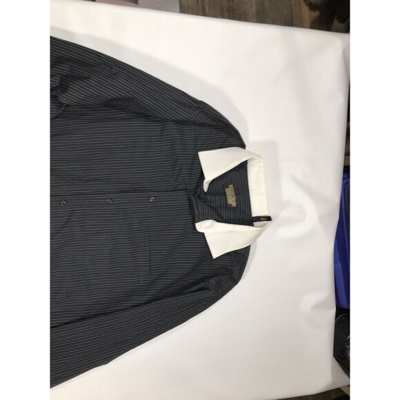 Donald J Trump Shirt Mens Size 17 1/2 Black White Signature Collection Flip Cuff - Picture 3 of 10